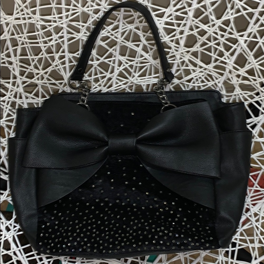 Betsey Johnson velvet, sparkle and Bow purse